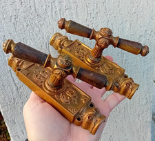 LOT OF 2 ANTIQUE CREMONES / WINDOW DOOR HANDLES in BRONZE or BRASS