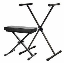 Accesoires Support Clavier Piano Pied X Barres inclus Banquette Ajustablle Noir