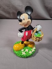 Disney Vintage Mickey Mouse w/Basket Spring Flowers Collectible Figurine As Is