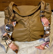 B Makowsky Hobo Leather Hand Bag Shoulder Slouch Braided Large Mustard Handbag