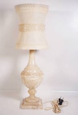 Vintage Very Large Alabaster Floor Lamp With Alabaster Shade