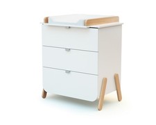 Commode à langer 3 tiroirs en bois PIRATE Blanc et Hêtre
