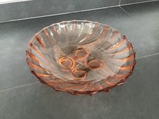 Coupe à fruits Art Déco en verre rose