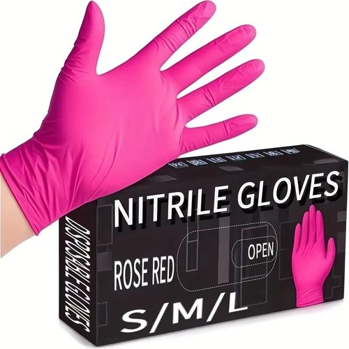 Gants nitrile fuchsia jetables