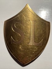 France Plaque Baudrier Laiton Doré 9x10cm Gravée SL  A Identifier  Vers 1900 ?