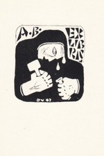 ✒ EX LIBRIS A.B. with a stonemason (?)