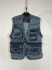 Marlboro Classic Vintage 90s Denim Vest Multipocket Sz XL
