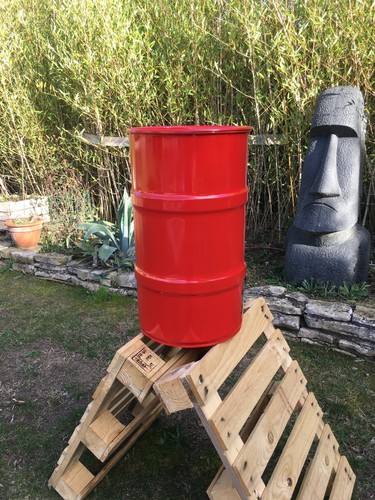 Baril métal litres rouge - métal,