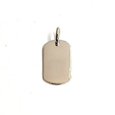 New 14k white Gold solid tiny dog tag name tag Pendant charm shiny jewelry 2.3g
