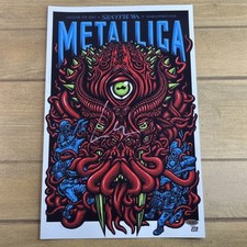 METALLICA Autographed(Lars) 11x17 Mini Tour Poster Seattle 2017 COA Hologram