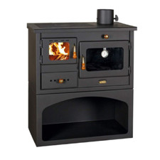 Poêle Cuisine À Bois Avec Four PRITY Acier Émaillé Couleur Noire 14 Kw