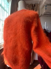 Mohair Wool Sweater Blended Jumper Fuzzy Soft Pullover Halloween Orange