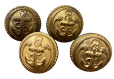 4 French Navy Buttons TDM Marine Anchor Brass 20mm