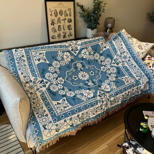 Flower blue throw livingroom - flower,