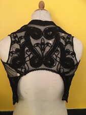 Antique clothing, high bodice, caraco corset, embroidered, black