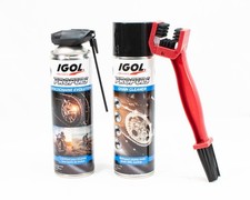 IGOL - Pack Entretien Chaîne pour Moto - Nettoyant Chaîne + Graisse + Brosse