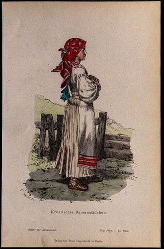 1880ca jeune paysanne - -, croate