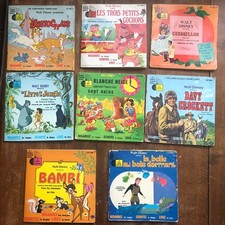 Lot 8 livre-disque 45T Disneyland records Walt Disney - Bambi, Davy Crockett...