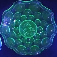 Grand Plat , Plateau En Verre Vert , Ancien , Ouraline