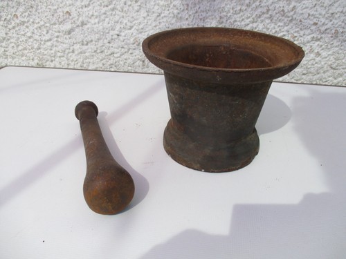 Antique cast iron mortar and