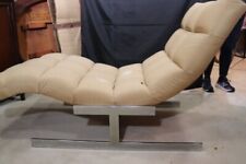 Milo Baughman Style Wave Chaise Lounge