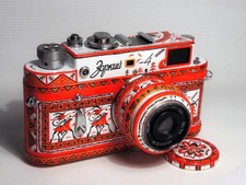 Zorki-4 Soviet USSR RF camera with Industar-50. Stylized as Mezen.