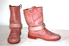 KICKERS Bottes à Lanières Croûte de Cuir Rose T 37 Bon état
