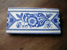 Vintage Ceramic Floral Border Tile, Mettlach, Germany. 5 3/4" x 2 7/8"