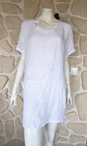 Tunique blanche lin avec - blanche,