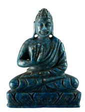 Statue de Bouddha en Pierre de Lapis Lazuli de 9,8 cm - Sculpture Népal # 1553