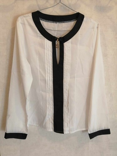 Blouse blanche noire - blouse, et