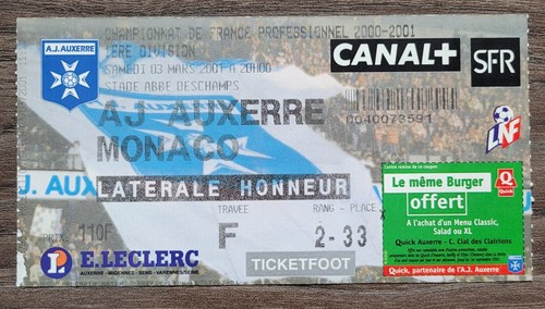 Ancien ticket football - ancien, d1
