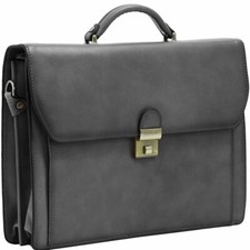 Katana - Cartable en cuir 2 soufflets - noir - 6636