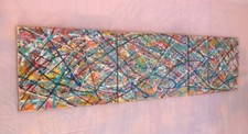 Acrylic Triptych Painting SILVANO 40x150 cm POLLOCK 19 2022 Abstract Art