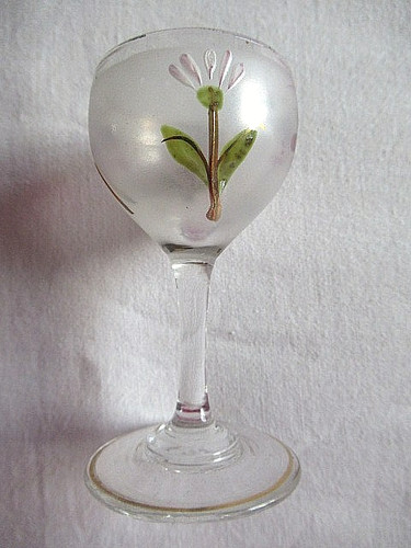 Ancien verre liqueur emaille - verre, a