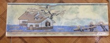 12 " L X 4 " W Tuile Bordure Vieux Antique Vintage 1990s Céramique Décor Paysage