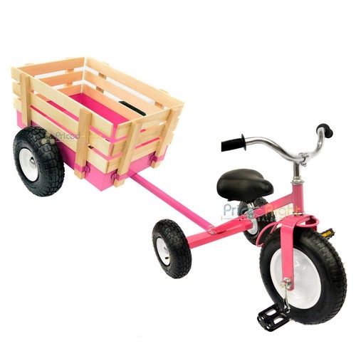 Pink tricycle with wagon set - with,