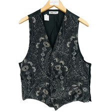 Nara Camiche Gilet Femme XL Noir Velours Paisley Boho Boutonné Coupe Classique