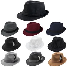 Men Women Manhattan Structured Gangster Trilby Fedora Short Brim Panama Hat