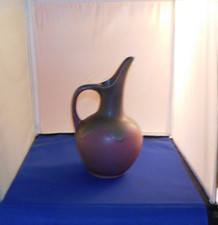 Vintage Muncie Pottery Gourd Ewer Art Deco Shape 192 Pink Rose White Drip Glaze