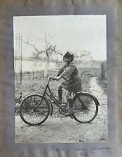 FRANCE children's bicycle costume Rueil 1905 vintage photograph silver