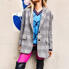 Blazer femme carreaux oversize