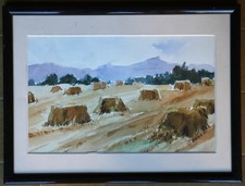 tableau aquarelle : les meules