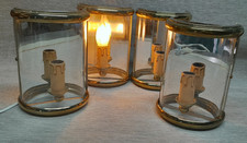 1 Paire d'appliques Vintage en Laiton et verre demi-lanterne, Delmas Luminaires