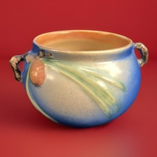 VTG Roseville blue pinecone Planter Bowl Jardinier Ohio, USA art pottery READ