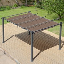 Aoodor Pergola Replacement Canopy Retractable Shade Brown Fabric