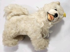 VTG STEIFF GERMANY COSY BLANKO SPITZ DOG DRALON PLUSH EAR BUTTON YELLOW TAG