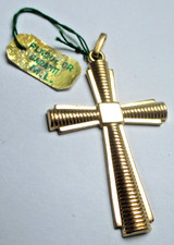 Antique Elegant Cross GORGEOUS Gold Plated Pendant Rare Vintage Jewelry 314