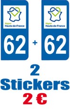 2-STICKERS-PLAQUE-AUTO-IMMATRICULATION-DEPARTEMENT-LOGO 62