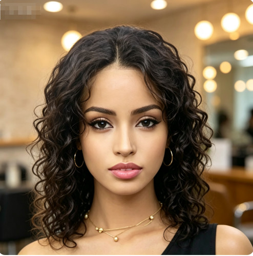 Black water wave curly - black,